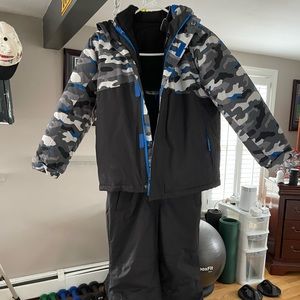 Boys Winter jacket with zipper lining and bib ski pants